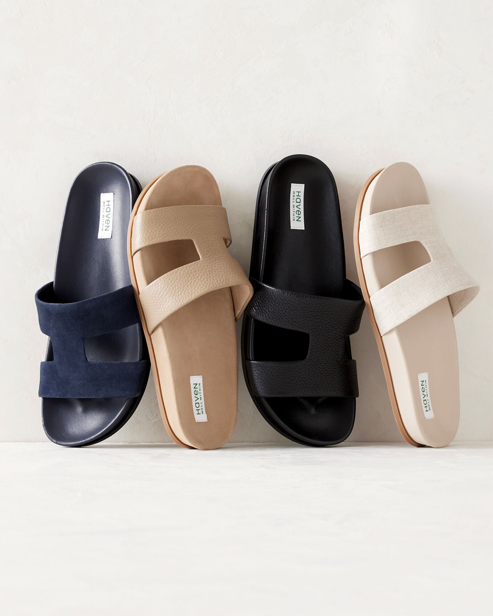 BLACK PEBBLED CUTOUT SLIDES | Talbots on sale