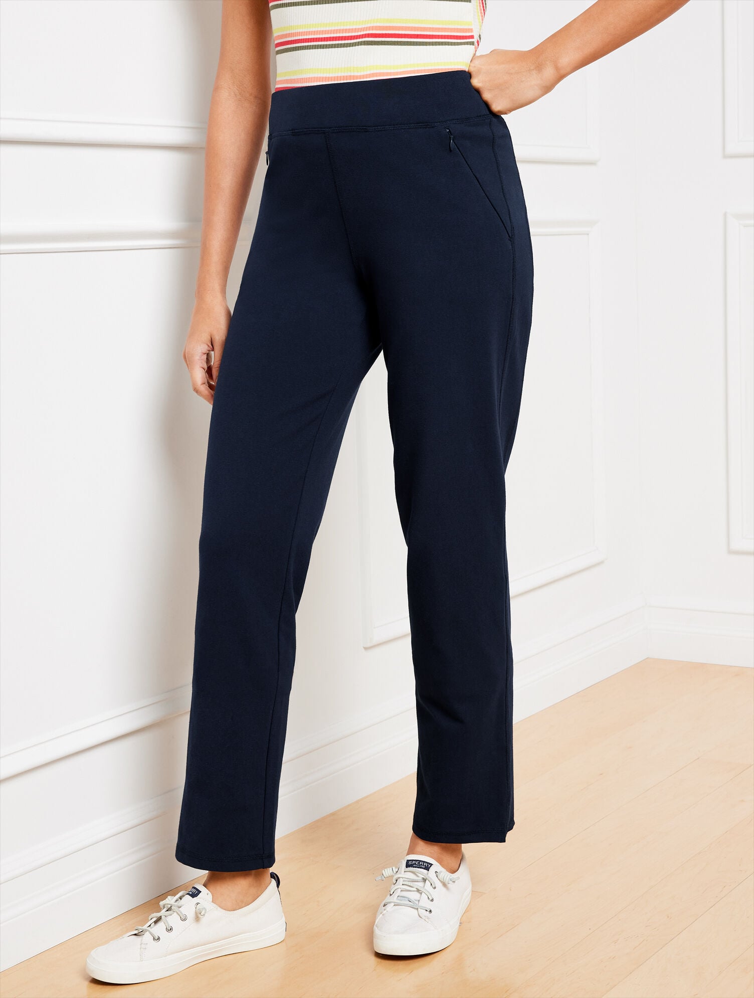 BLACK|INDIGO BLUE|MARCASITE HEATHER EVERYDAY STRETCH STRAIGHT LEG PANTS | Talbots for sale
