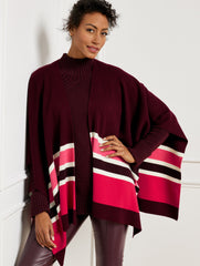 RICH BURGUNDY MULTI PLUS EXCLUSIVE COLORBLOCK KNIT RUANA - RICH BURGUNDY MULTI | Talbots discount