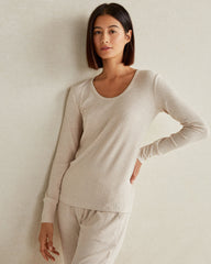 FAWN HEATHER|GRAPHITE HEATHER DRAPEY RIB KNIT TOP | Talbots sale
