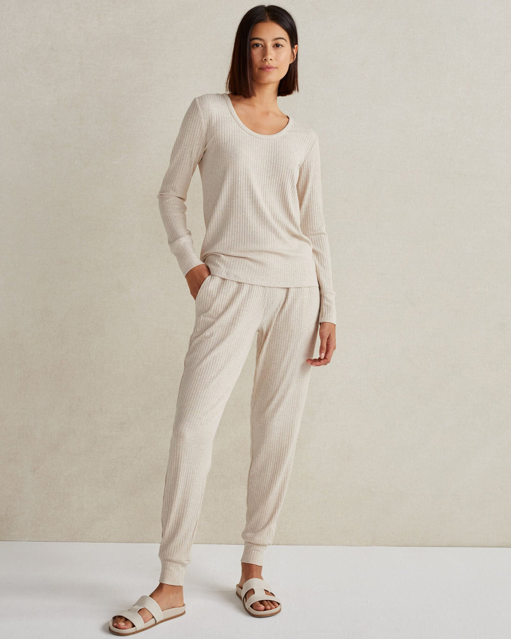 FAWN HEATHER|GRAPHITE HEATHER|NIGHTENGALE|NIGHTFALL DRAPEY RIB KNIT JOGGERS | Talbots for sale