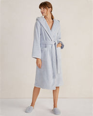 PEONY PINK|SERENITY BLUE|WHITE ORGANIC COTTON RIBBED TERRY HOODED ROBE | Talbots sale