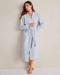 PEONY PINK|SAND|SERENITY BLUE|VETIVER|WHITE ORGANIC COTTON WAFFLE ROBE | Talbots for sale