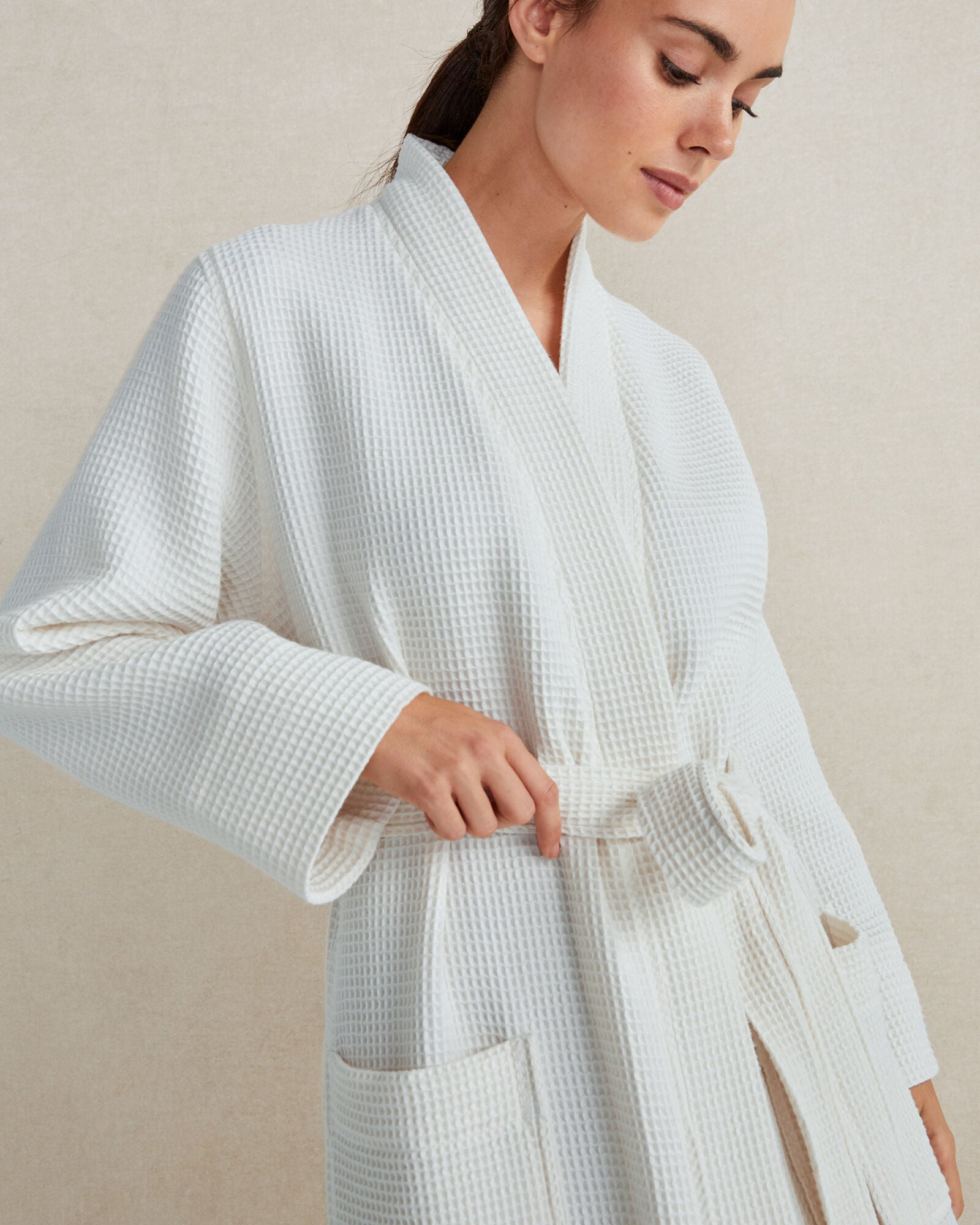 PEONY PINK|SAND|SERENITY BLUE|VETIVER|WHITE ORGANIC COTTON WAFFLE ROBE | Talbots near me