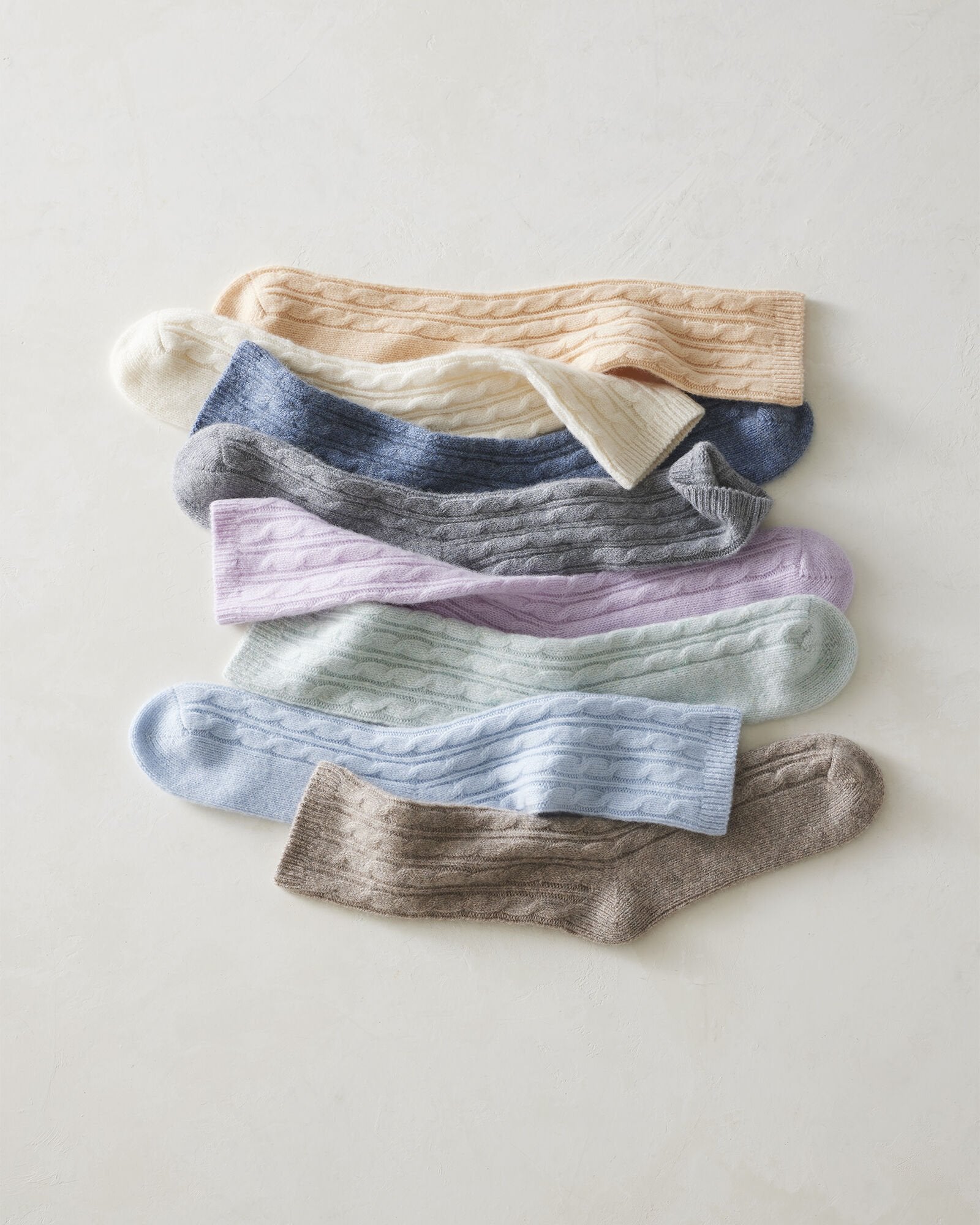 ALOE DONEGAL|BISCOTTI|BURGUNDY BERRY|CHALET HEATHER|DRIED MOSS HTHR|FEATHER|FRENCH ROSE FLEUR|LAVENDER|MESA HTHR|PLUM|STREAM|TWILIGHT CASHMERE BLEND CABLE KNIT SOCKS | Talbots sale