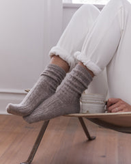 ALOE DONEGAL|BISCOTTI|BURGUNDY BERRY|CHALET HEATHER|DRIED MOSS HTHR|FEATHER|FRENCH ROSE FLEUR|LAVENDER|MESA HTHR|PLUM|STREAM|TWILIGHT CASHMERE BLEND CABLE KNIT SOCKS | Talbots US