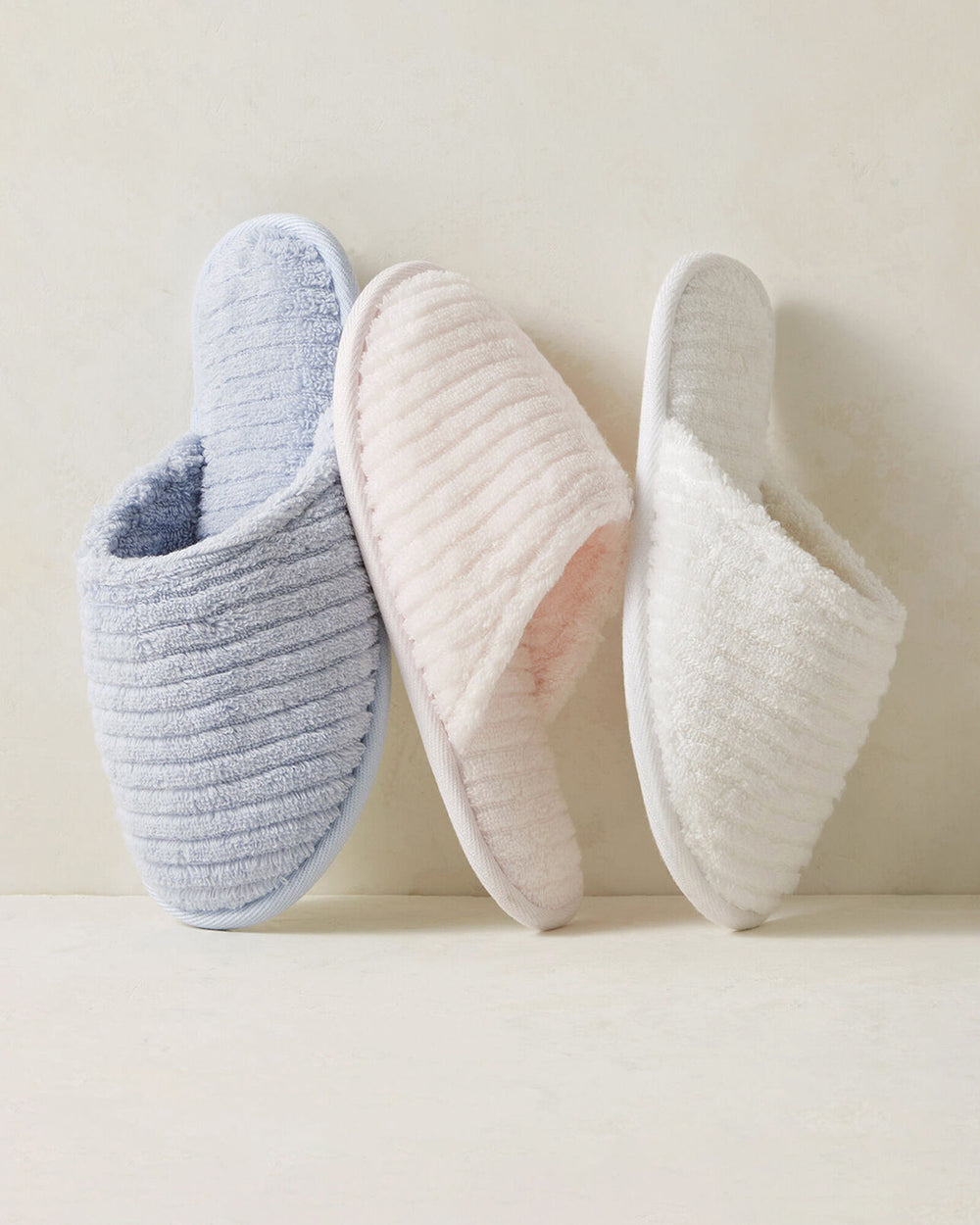 PEONY PINK|SERENITY BLUE|WHITE ORGANIC COTTON TERRY RIPPLE SLIPPERS | Talbots for sale