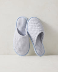 PEONY PINK|SAND|SERENITY BLUE|WHITE ORGANIC COTTON TERRY WAFFLE SLIPPERS | Talbots outlet