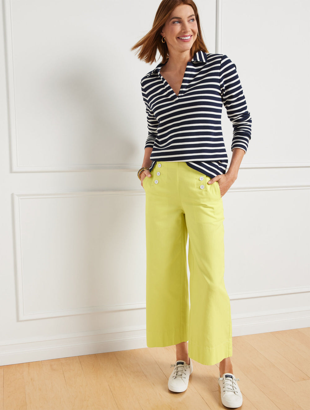FRESH WATER BLUE WIDE LEG SAILOR PANTS | Talbots online