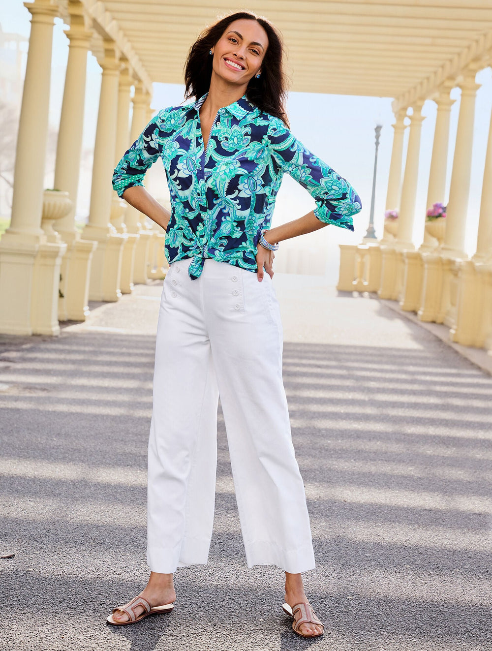 FRESH WATER BLUE WIDE LEG SAILOR PANTS | Talbots online
