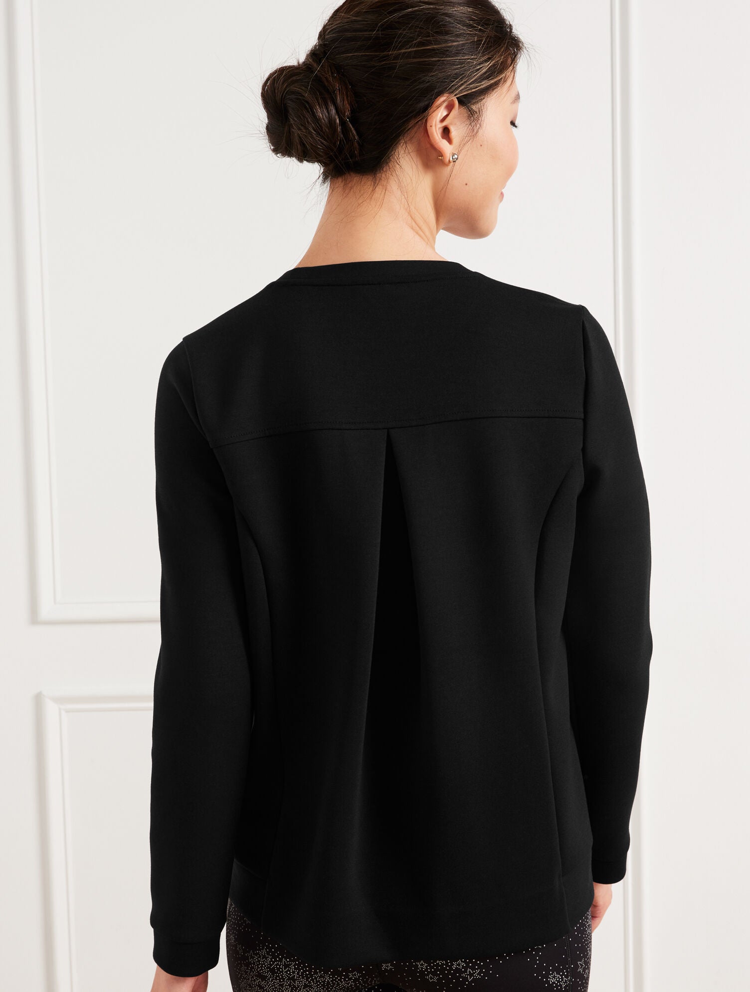 BLACK PLEATED BACK MODERN PULLOVER | Talbots on sale