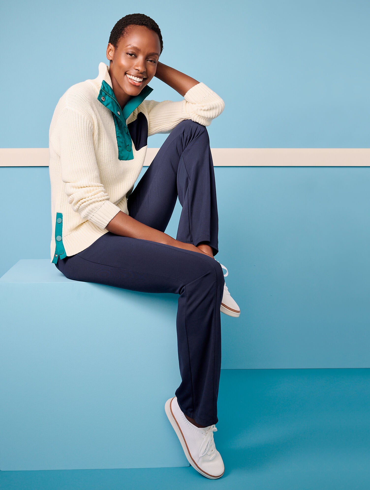 BLACK OUT & ABOUT SEAMED BOOTCUT PANTS | Talbots outlet