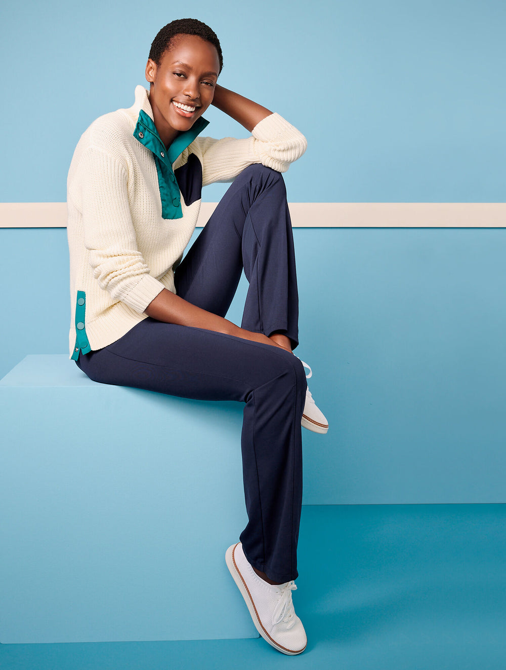 BLACK OUT & ABOUT SEAMED BOOTCUT PANTS | Talbots outlet