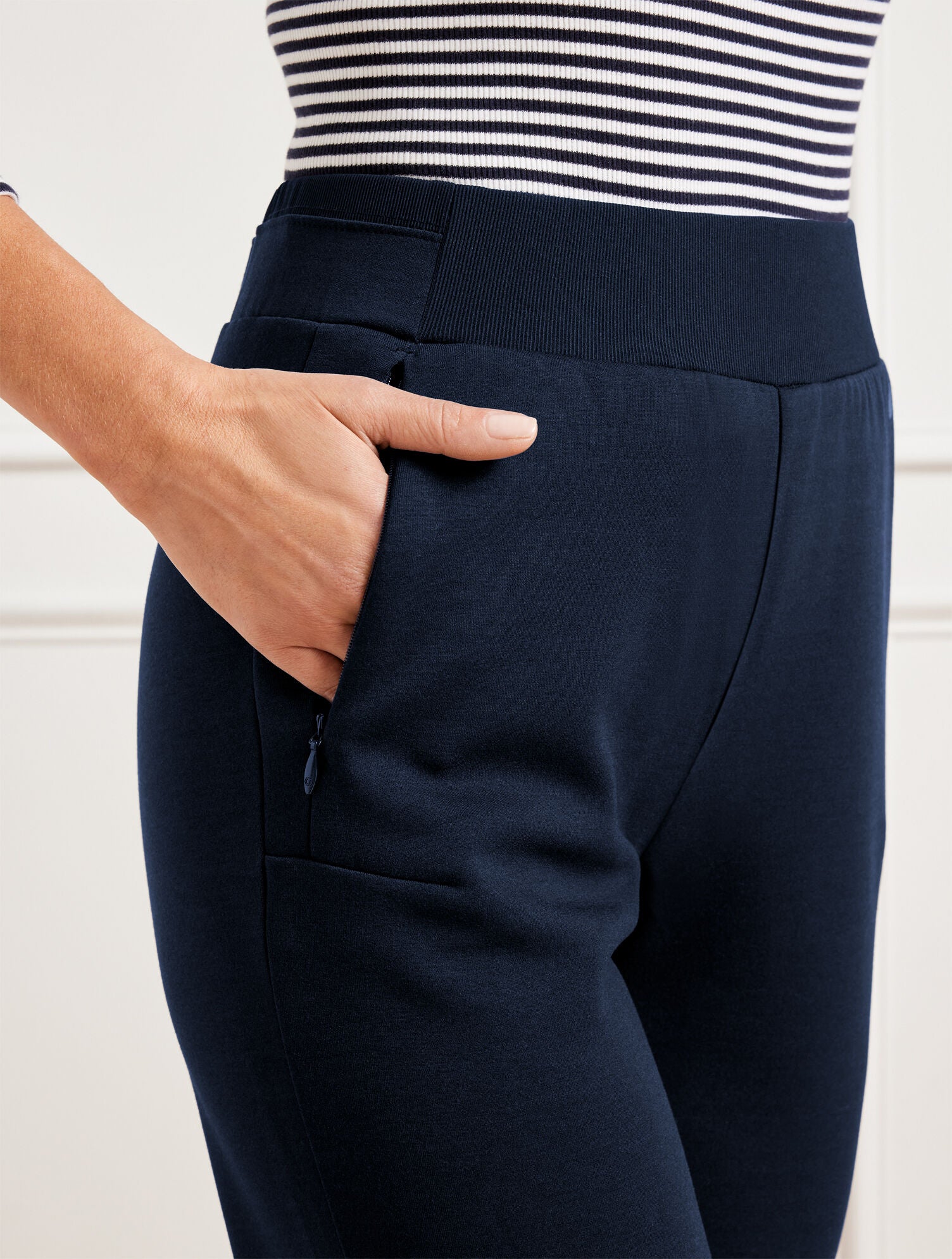 BLACK|INDIGO AIRKNIT STRETCH RIBBED JOGGERS | Talbots online