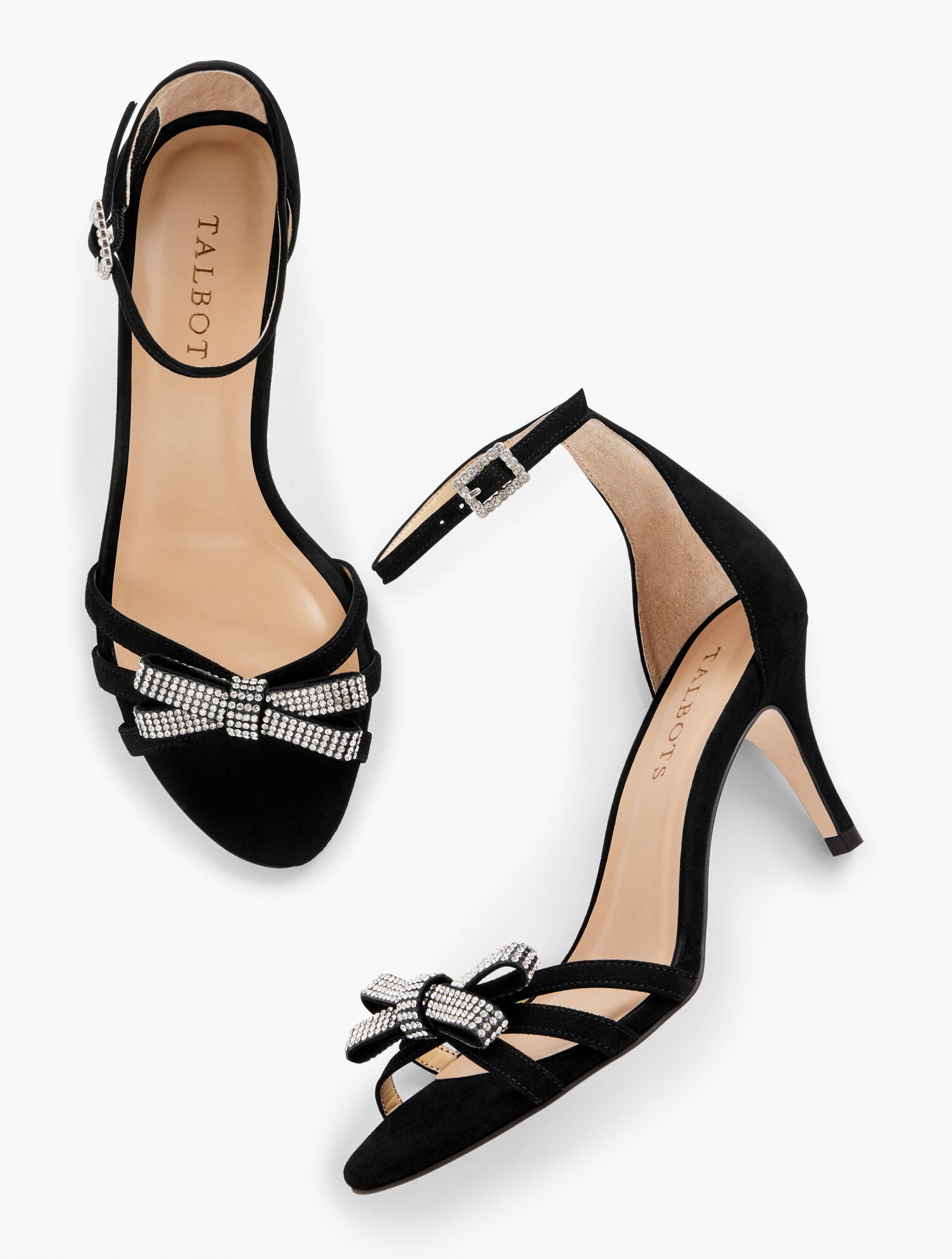BLACK ERICA SUEDE ANKLE STRAP SANDALS | Talbots online