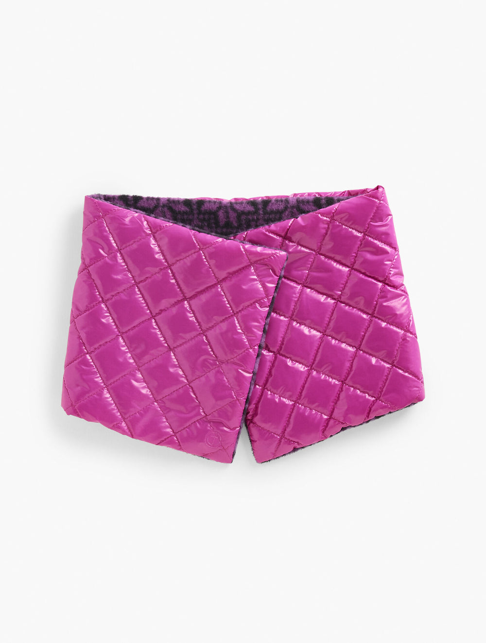 RADIANT VIOLET MULTI PRINTED PUFFER COLLAR SCARF | Talbots sale