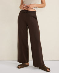 JAVA|TAUPE HEATHER FLEECE WIDE LEG PANTS | Talbots outlet