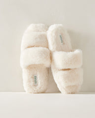 BLACK|MINK|SAND COVE|STONE GREY|TAN FAUX FUR BANDED SLIPPERS | Talbots US