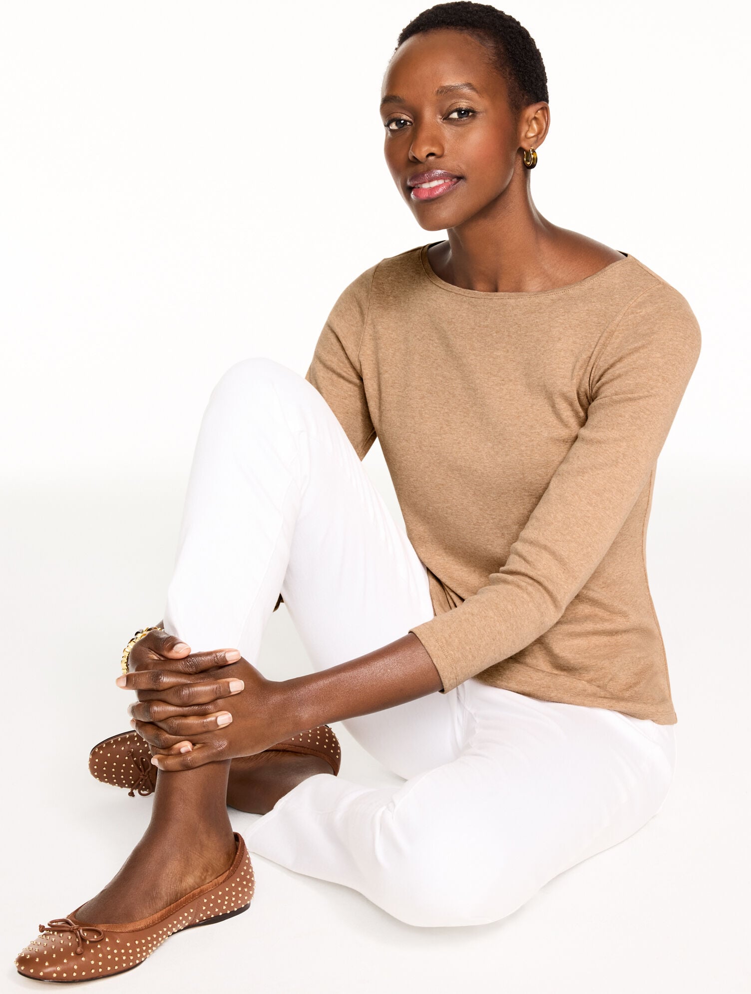 LAZULITE HEATHER|SESAME HEATHER|TOASTED COCONUT HEATHER|VALIANT POPPY HEATHER BATEAU NECK TEE - HEATHER | Talbots for sale