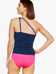 BLACK MULTI|INDIA INK MULTI SUN OCEAN SAND ONE-SHOULDER CUTOUT TANKINI - COLORBLOCK | Talbots US