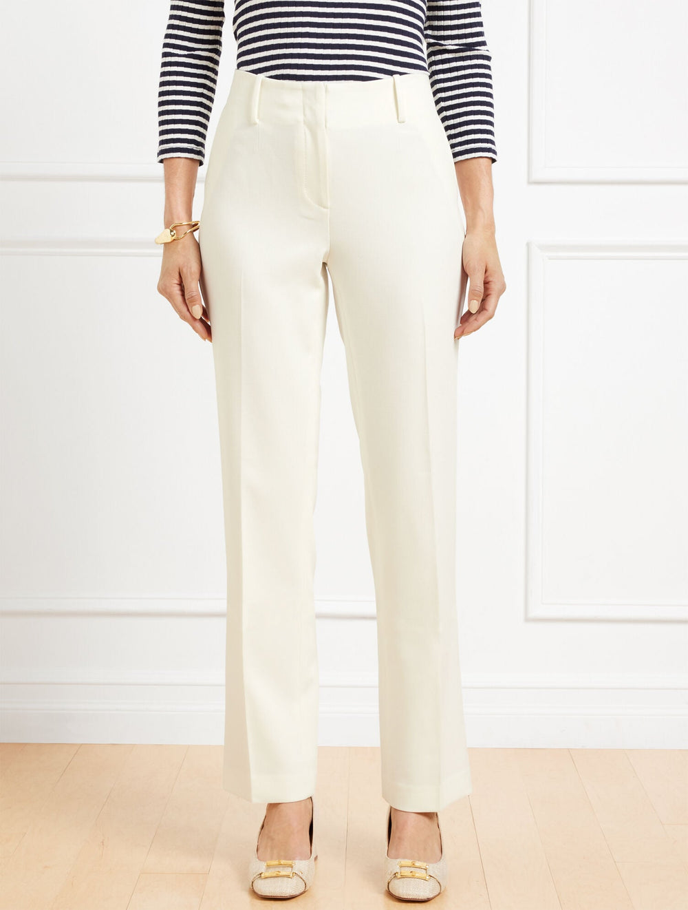 BLACK|INDIGO|IVORY|RATTAN|WHITE|DARK WALNUT TALBOTS SOUTHAMPTON TAILORED STRETCH STRAIGHT LEG PANTS | Talbots outlet