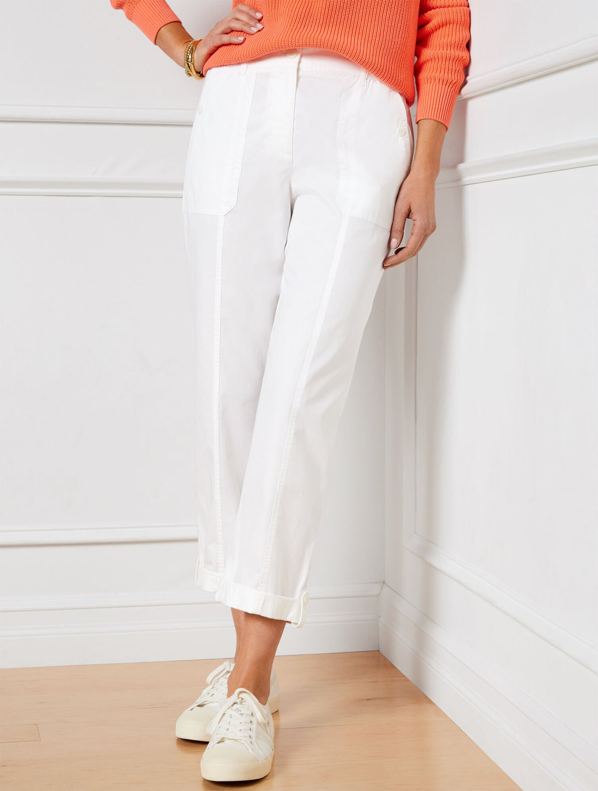 WHITE RELAXED CROP PANT | Talbots online