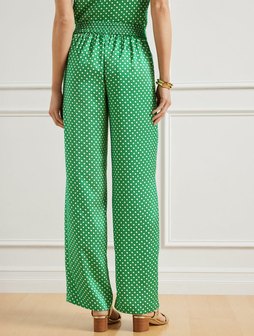 IVORY/SPRING LEAVES WIDE LEG PANTS - INTRICATE DOTS | Talbots sale