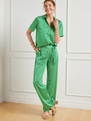 IVORY/SPRING LEAVES WIDE LEG PANTS - INTRICATE DOTS | Talbots sale