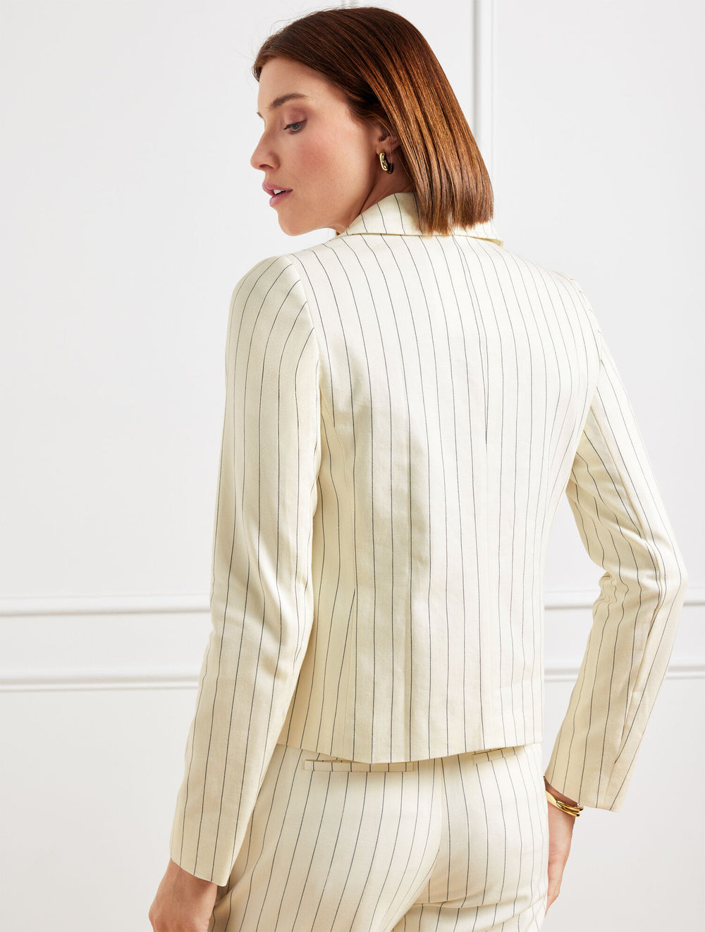 IVORY/BLACK CROPPED JACKET - SUNNY PINSTRIPE | Talbots discount