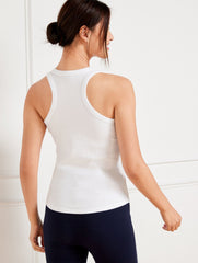 BLACK|INDIGO BLUE RIBBED RACERBACK TANK | Talbots for sale