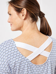 WHITE/BLACK/BISCAYNE CROSS BACK TUNIC - OUTLINED SCALLOP | Talbots outlet