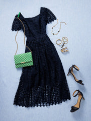 BRIGHT TANGERINE LACE FIT & FLARE DRESS | Talbots sale