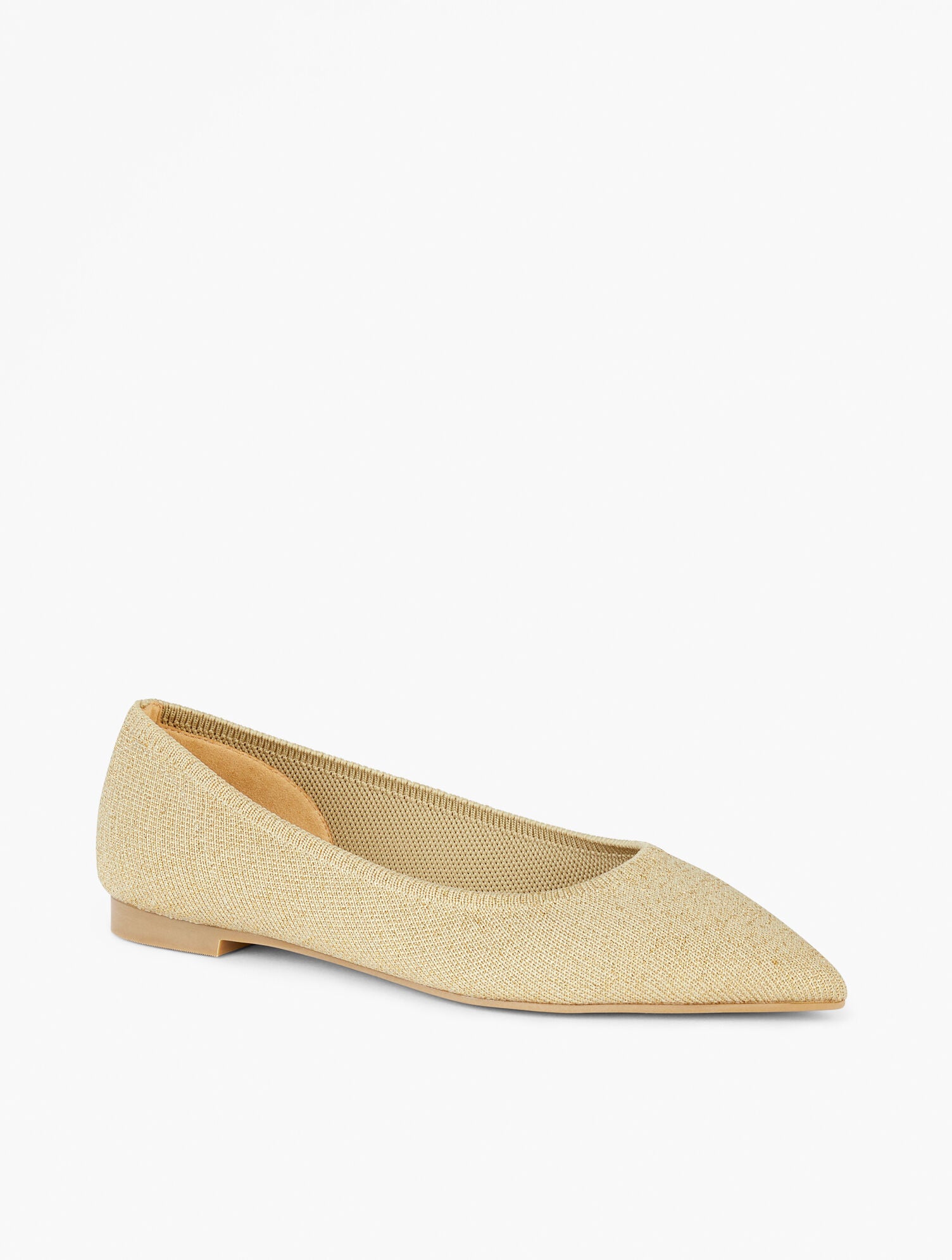 GOLD EDWIN METALLIC KNIT POINTED TOE FLATS | Talbots online
