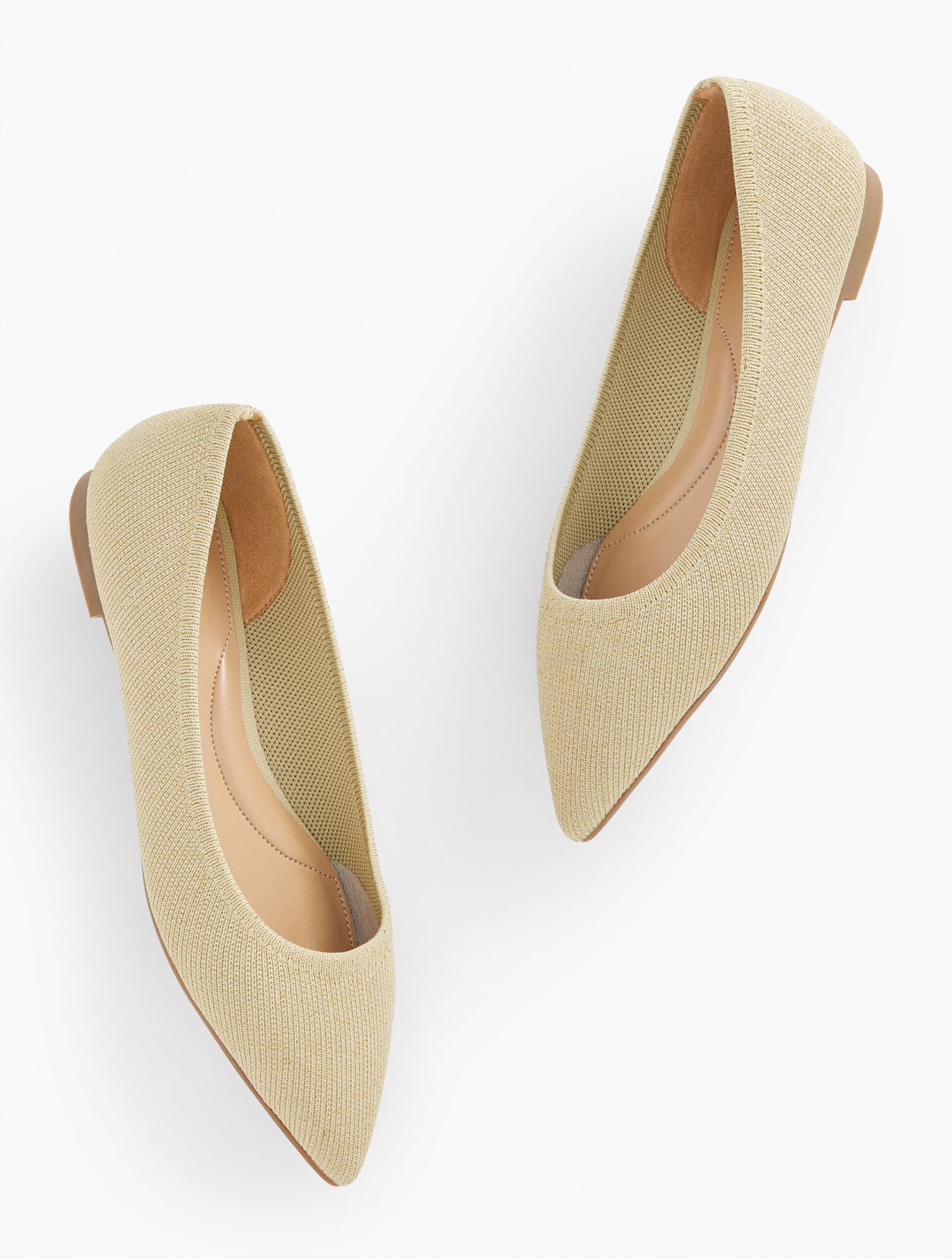 GOLD EDWIN METALLIC KNIT POINTED TOE FLATS | Talbots online