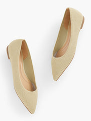 GOLD EDWIN METALLIC KNIT POINTED TOE FLATS | Talbots online