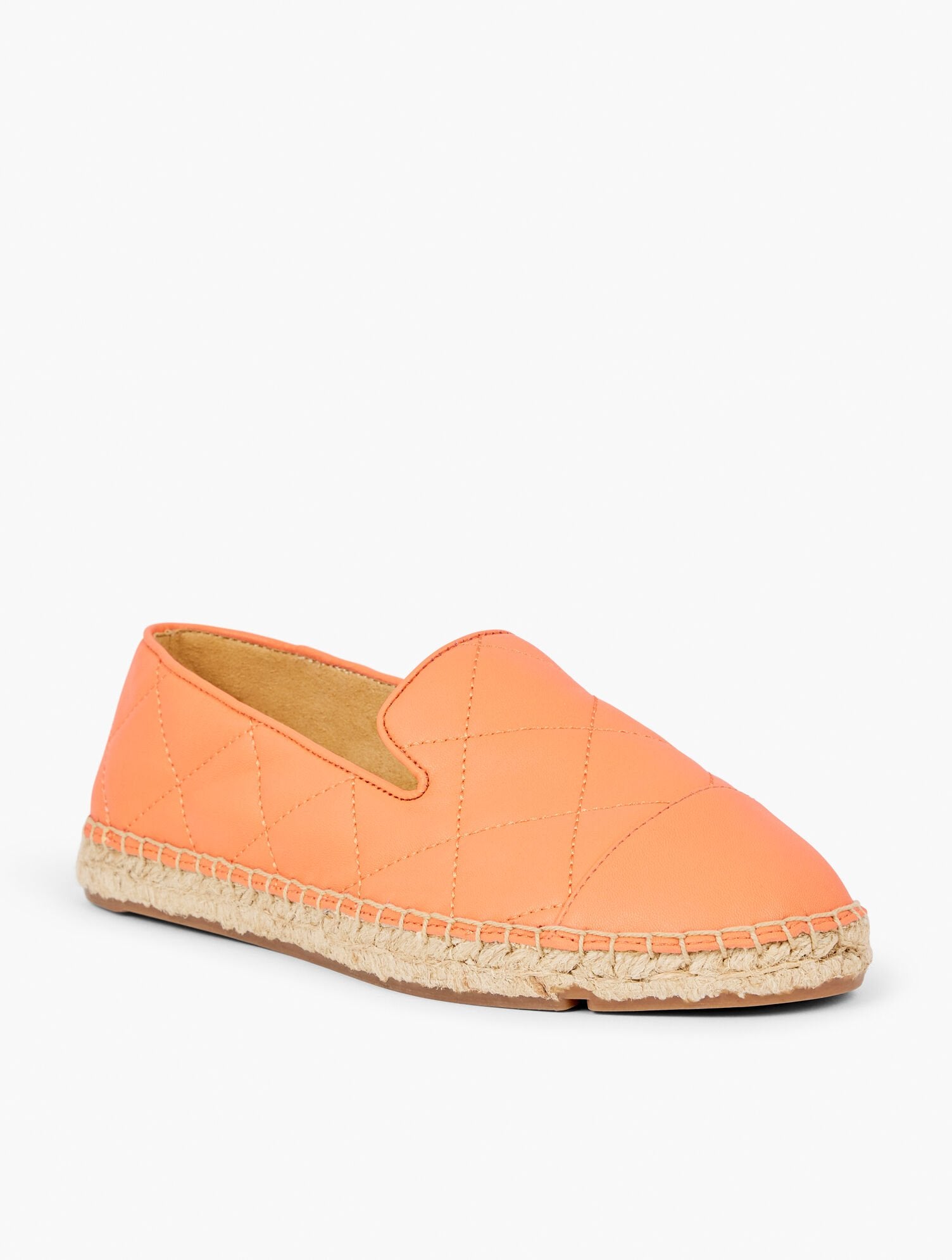 PEACH SORBET IZZY QUILTED ESPADRILLE FLATS - NAPPA LEATHER | Talbots discount