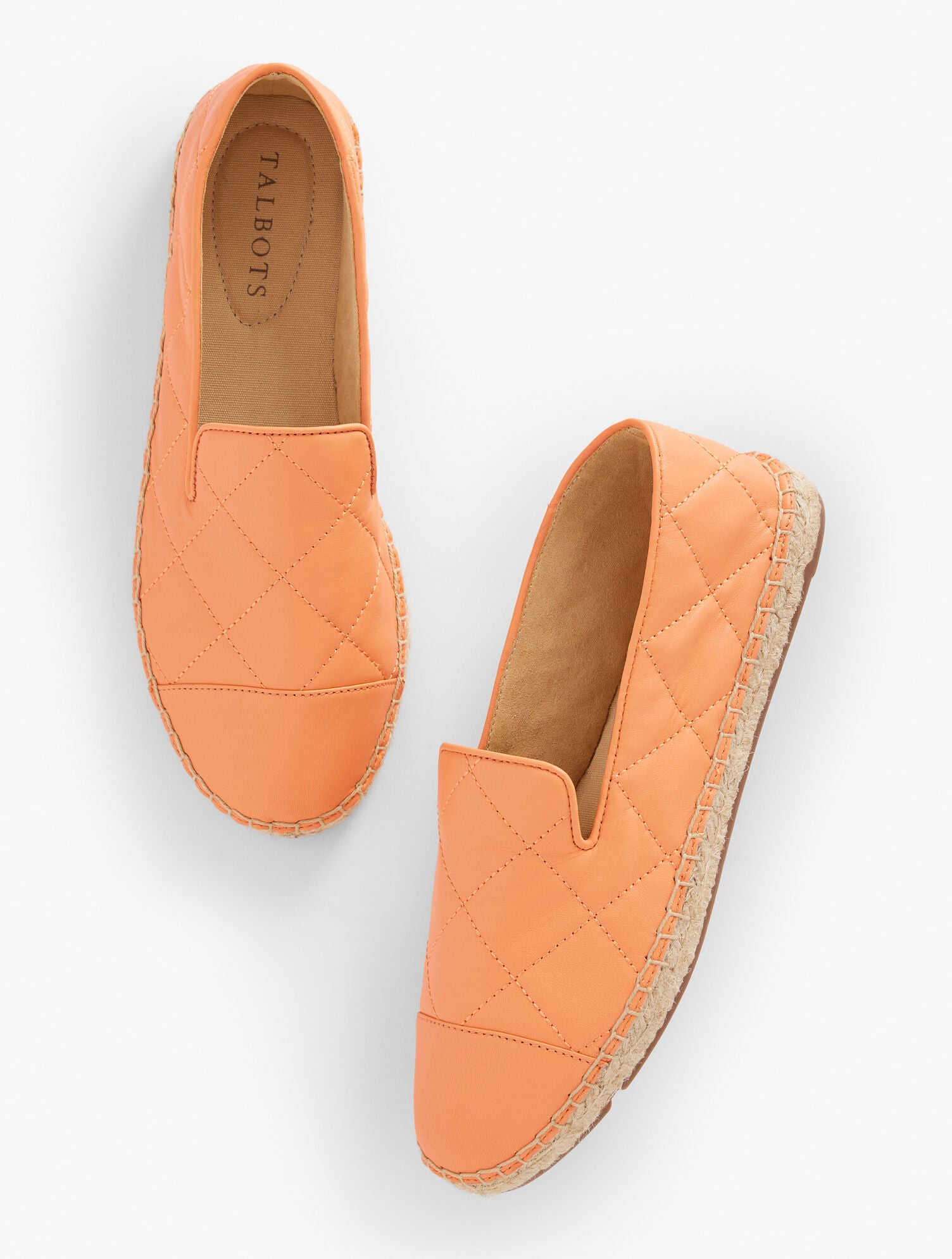 PEACH SORBET IZZY QUILTED ESPADRILLE FLATS - NAPPA LEATHER | Talbots discount