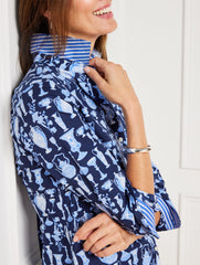 INDIA INK/CAPRI BLUE NON-IRON PERFECT SHIRT - ANTIQUE VASES | Talbots discount