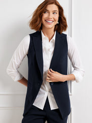 INDIGO BLUE EASY TRAVEL LONG VEST | Talbots on sale