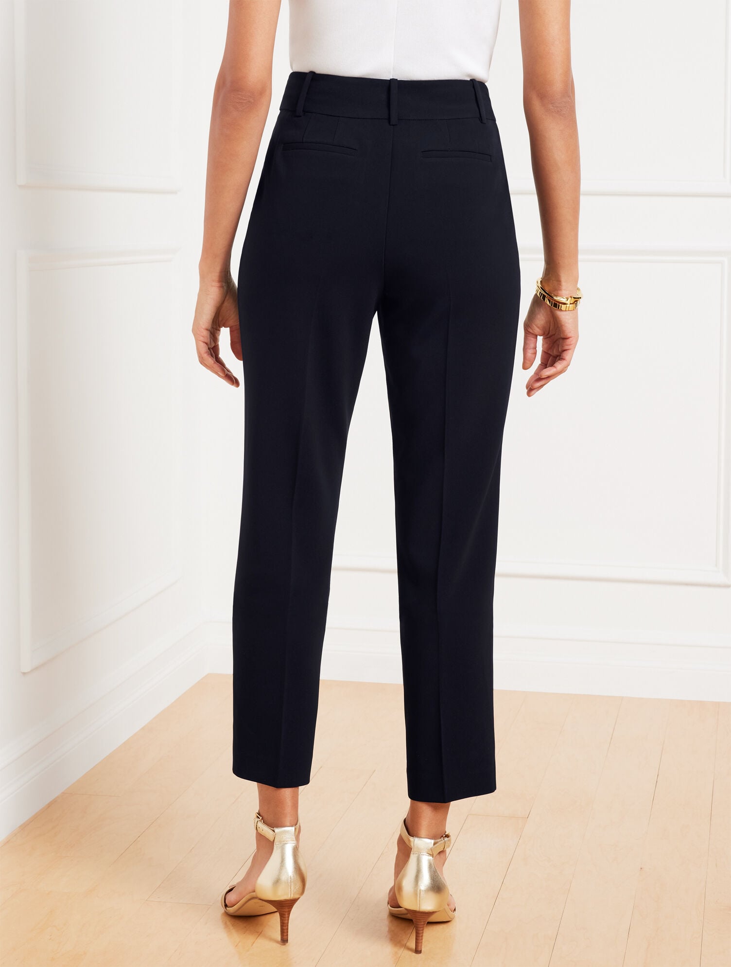 BLACK|INDIGO BLUE EASY TRAVEL TAPERED ANKLE PANTS | Talbots US