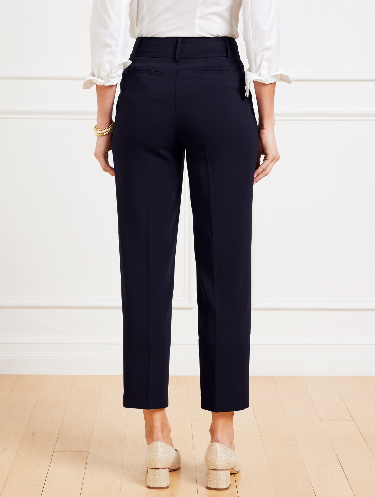BLACK|INDIGO BLUE EASY TRAVEL TAPERED ANKLE PANTS | Talbots US