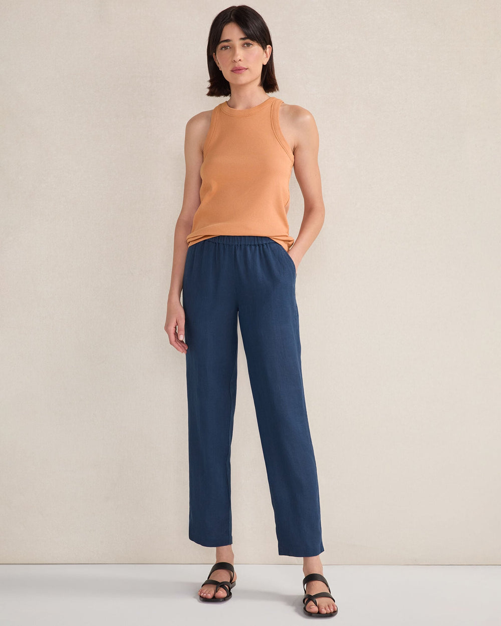 OATMEAL CROSS DYE|TWILIGHT|WIND CROSS DYE LINEN TAPERED PANTS | Talbots near me