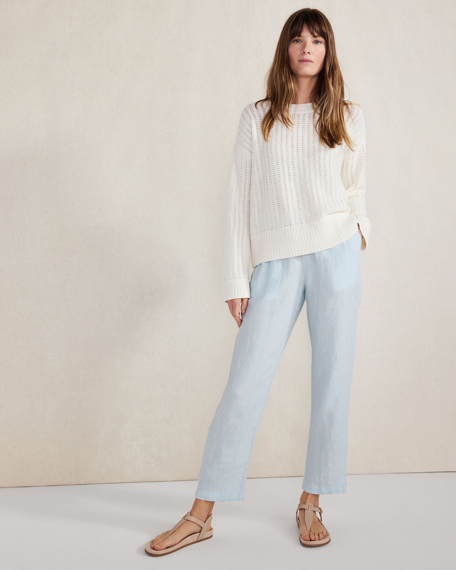 OATMEAL CROSS DYE|TWILIGHT|WIND CROSS DYE LINEN TAPERED PANTS | Talbots near me
