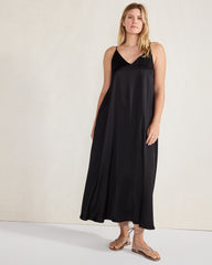 BLACK|TUSCAN OLIVE|TWILIGHT SILKY MAXI DRESS | Talbots sale