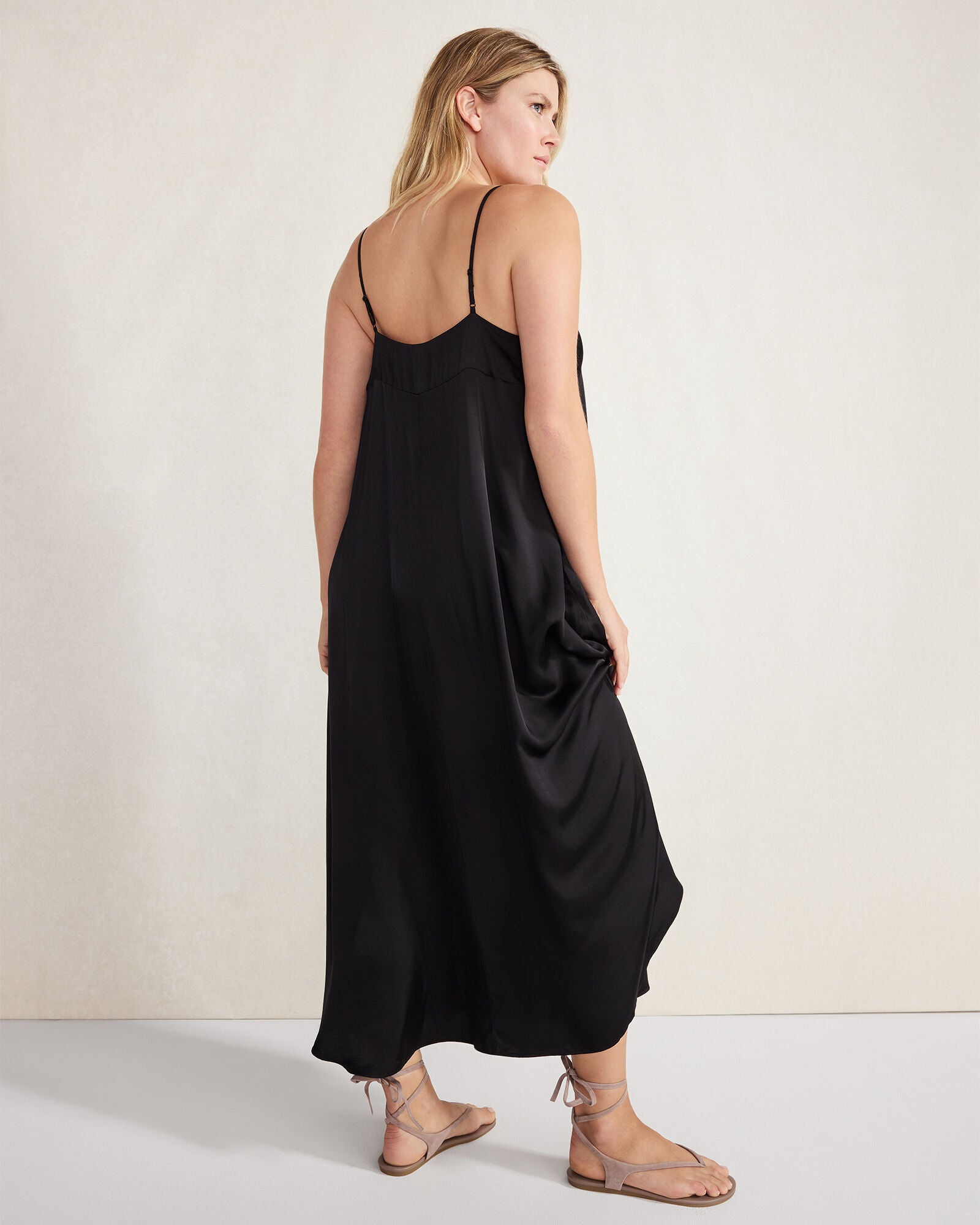 BLACK|TUSCAN OLIVE|TWILIGHT SILKY MAXI DRESS | Talbots sale