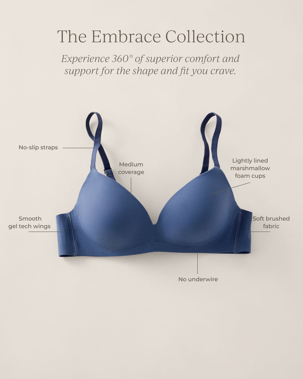 ALLOY|BLACK|DEEP TAUPE|ELDERBERRY|EVENTIDE|KALAMATA|NOUGAT|PORT ROYALE|SAND DOLLAR|SEPIA ROSE|SMOKEY TAUPE|TRUE BLACK|TRUE NOUGAT|BERING SEA EMBRACE LIGHTLY-LINED NO-WIRE T-SHIRT BRA | Talbots US
