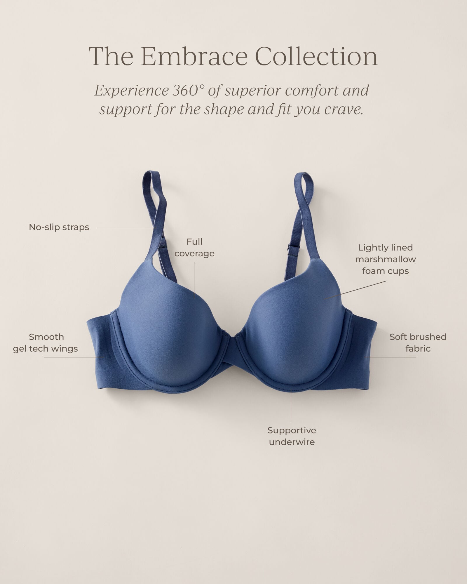 ALLOY|BLACK|BURLWOOD|DEEP TAUPE|ELDERBERRY|EVENTIDE|KALAMATA|NOUGAT|PORT ROYALE|SAND DOLLAR|SEPIA ROSE|SMOKEY TAUPE|BERING SEA|POTENT PURPLE EMBRACE LIGHTLY-LINED PERFECT COVERAGE BRA | Talbots outlet