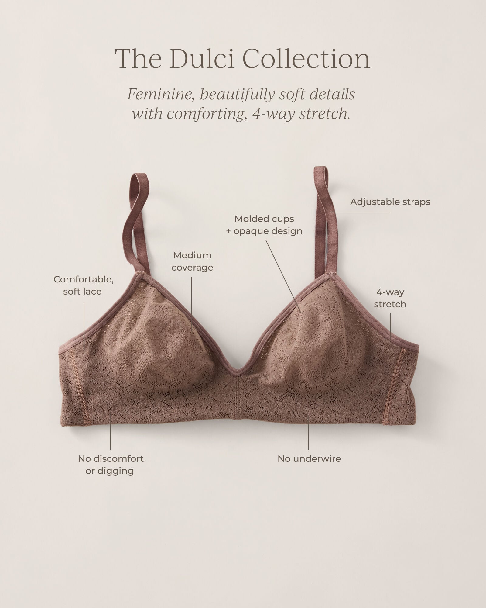BLACK|DEEP TAUPE|MOOD INDIGO|SAND DOLLAR|TRUE BLACK|TRUE SAND DOLLAR|TRUE WHITE|WHITE|MERCURY DULCI UNLINED BRALETTE | Talbots near me