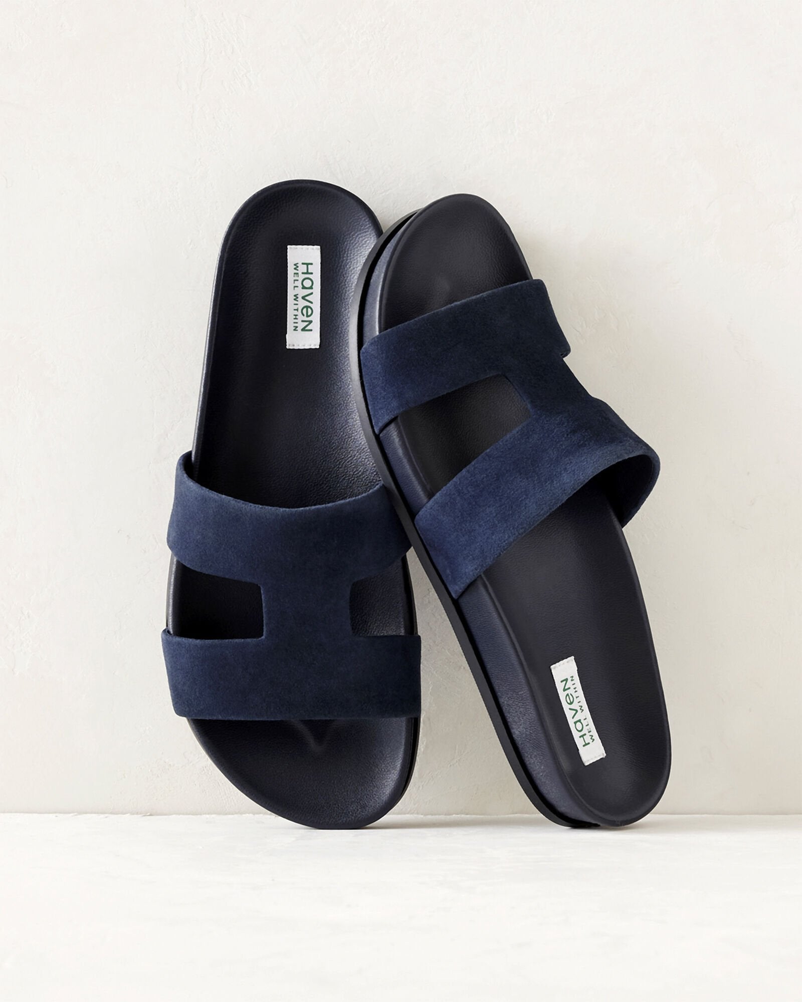 NAVY SUEDE CUTOUT SLIDES | Talbots on sale