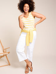 BLUE IRIS/WHITE|DAISY/WHITE LINEN BLEND V-NECK TANK | Talbots on sale